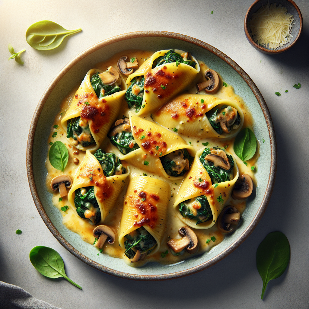 Cheesy Spinach and Mushroom Stuffed Shells