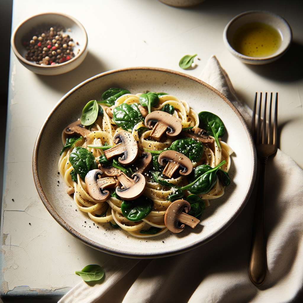 Creamy Mushroom and Spinach Pasta